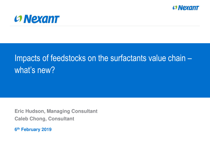 impacts of feedstocks on the surfactants value chain what