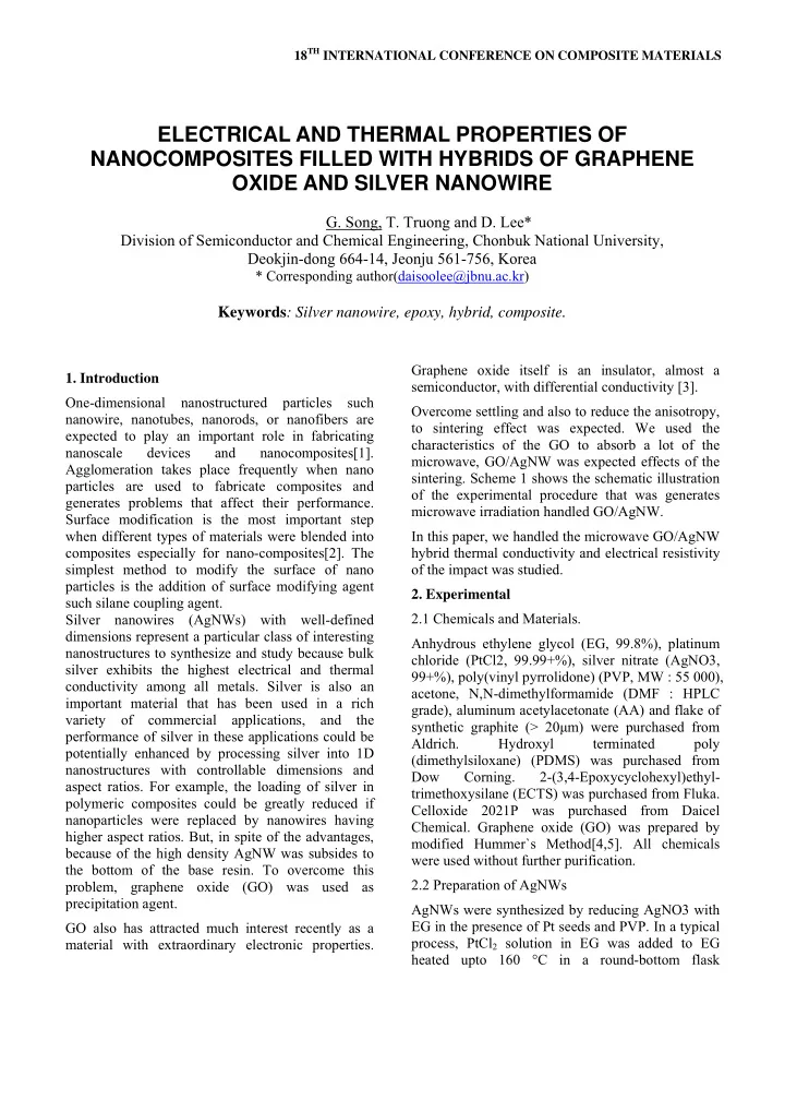 electrical and thermal properties of nanocomposites