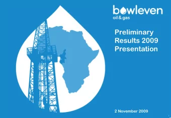 Preliminary  Results 2009  Presentation  2 November 2009  1  Disclaimer  Important Notice Nothing