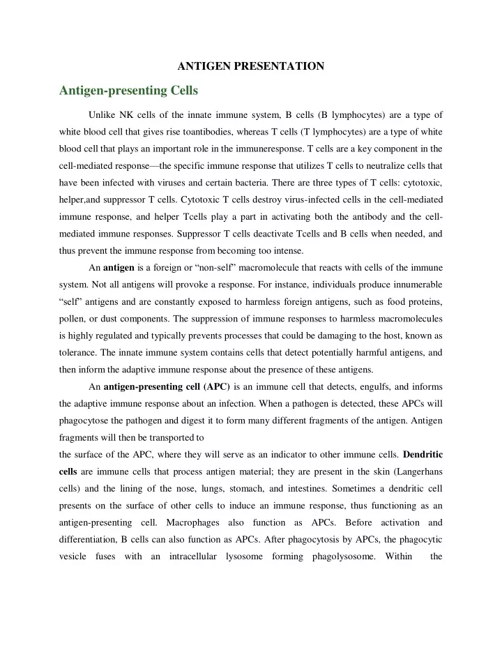 antigen presenting cells