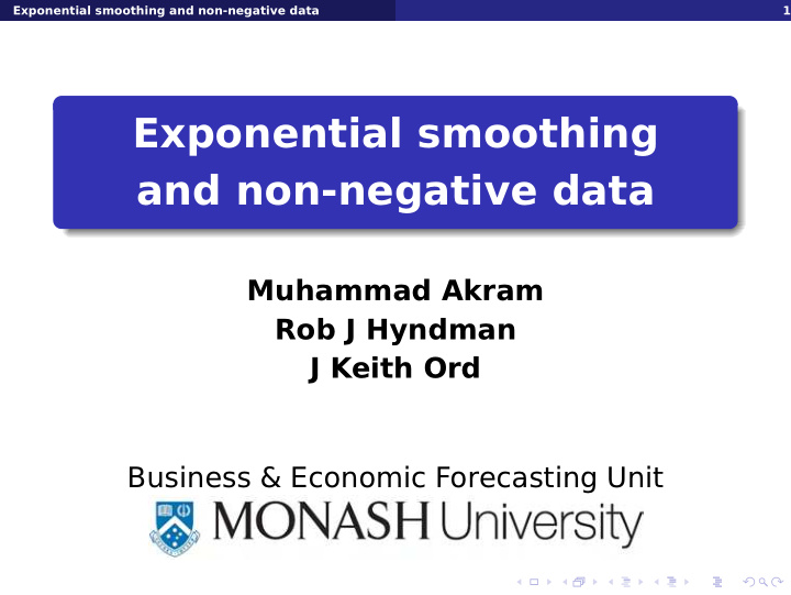 exponential smoothing and non negative data