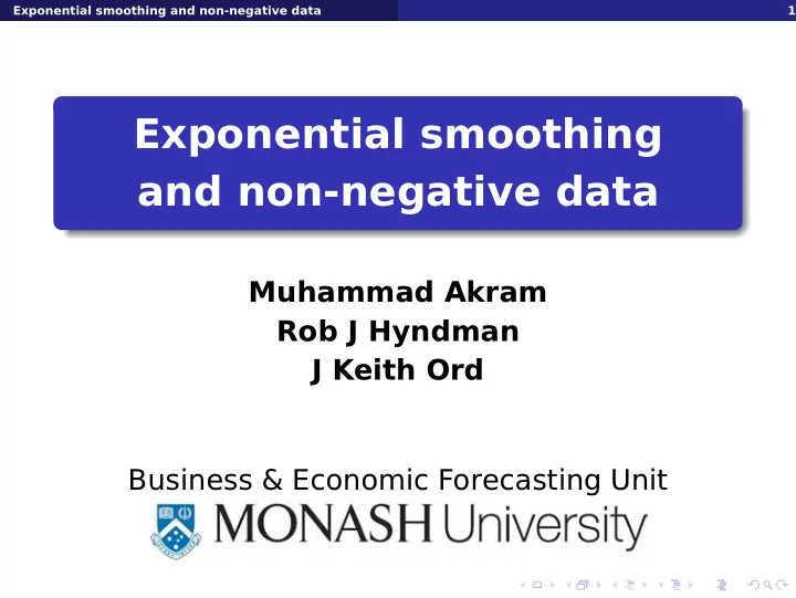 exponential smoothing and non negative data