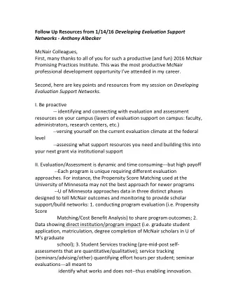 Follow  Up  Resources  from  1/14/16   Developing  Evaluation  Support