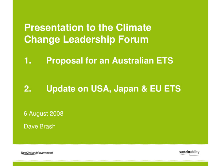 presentation to the climate change leadership forum