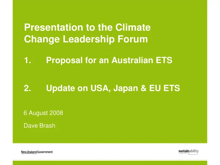 presentation to the climate change leadership forum