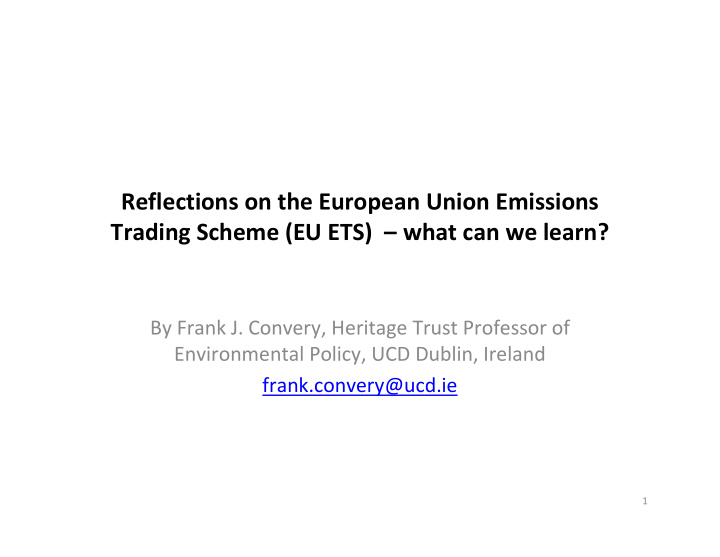 reflections on the european union emissions trading