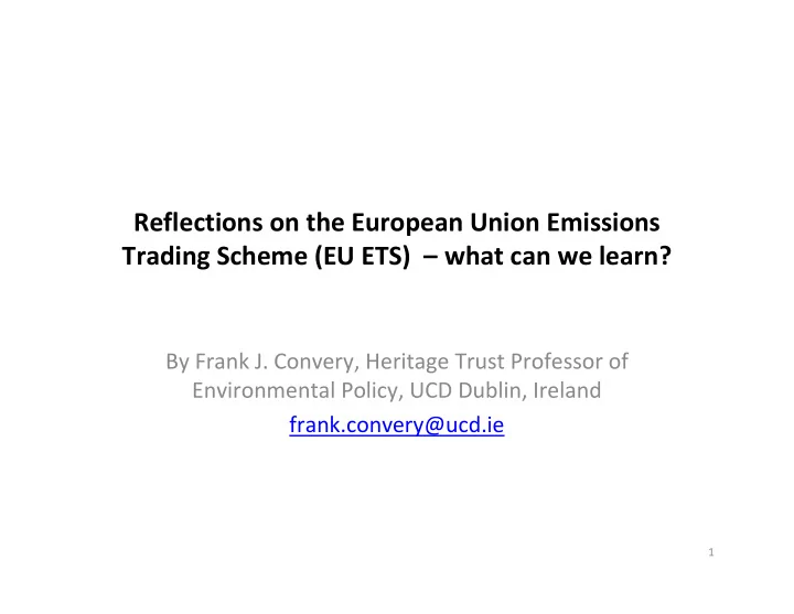 reflections on the european union emissions trading