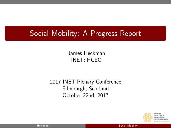 social mobility a progress report