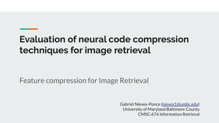 evaluation of neural code compression techniques for