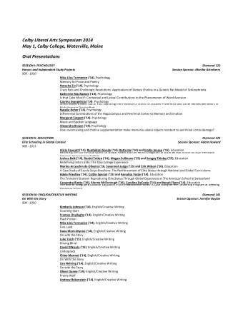 Colby  Liberal  Arts  Symposium  2014  May  1,  Colby  College,