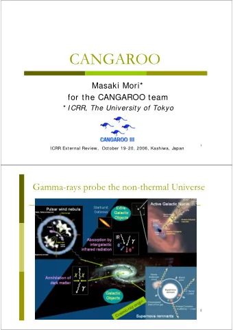 CANGAROO  Masaki Mori*  for the CANGAROO team * ICRR, The University of Tokyo  1  ICRR External
