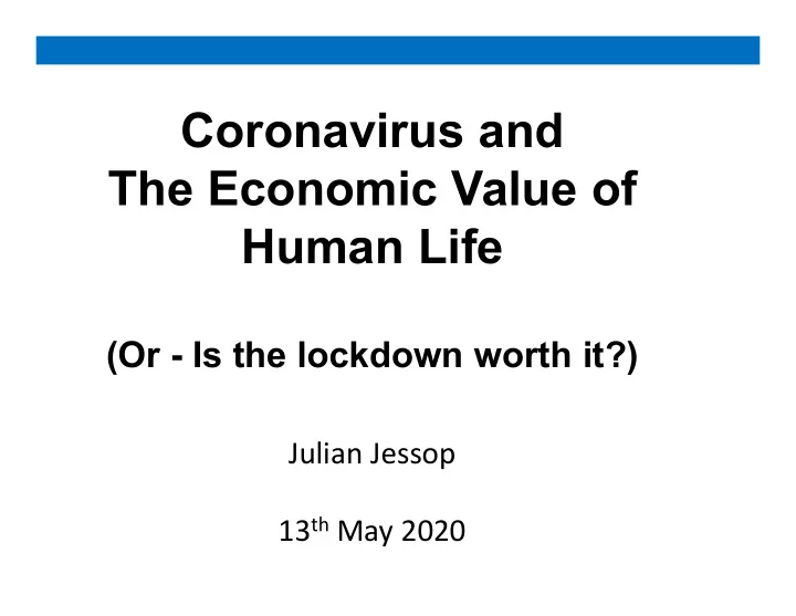 coronavirus and the economic value of human life