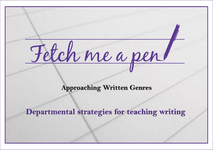 departmental strategies for teaching writing