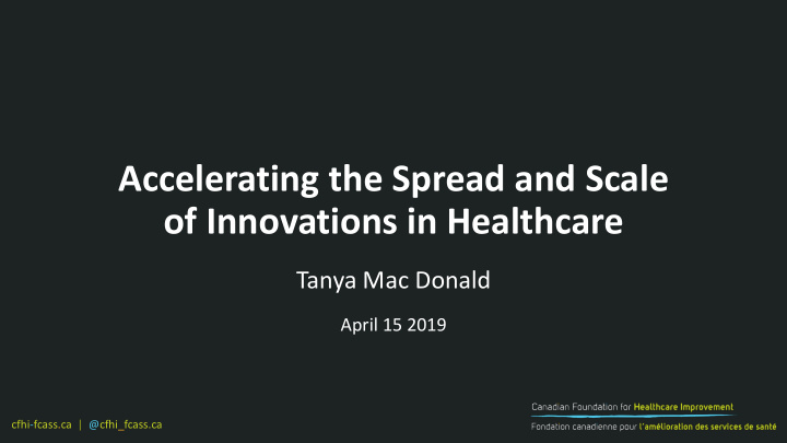 of innovations in healthcare