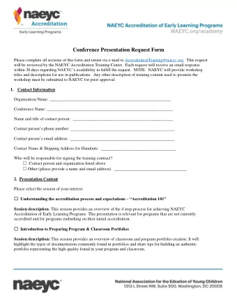 Conference Presentation Request Form  Please complete all sections of this form and return via