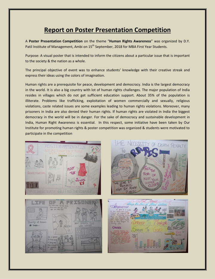 report on poster presentation competition