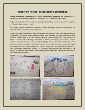 Report on Poster Presentation Competition A Poster Presentation Competition on the theme  Human