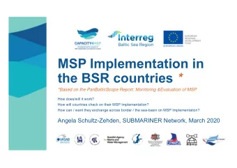 MSP Implementation in the BSR countries *  *Based on the PanBalticScope Report: Monitoring