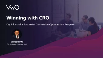 Winning with CRO  Key Pillars of a Successful Conversion Optimisation Program  Sameer Sinha  EVP