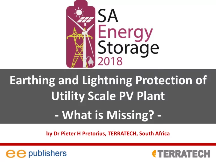 earthing and lightning protection of