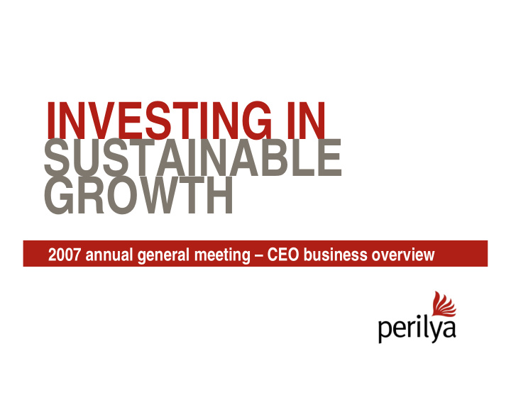 investing in sustainable growth