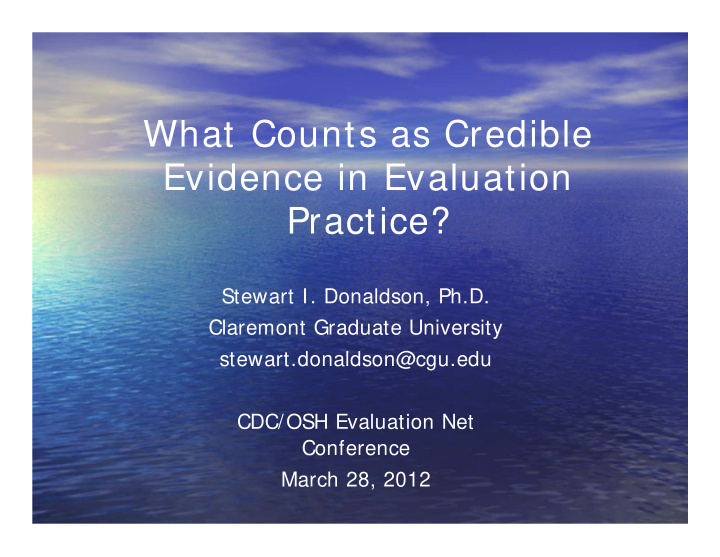 what counts as credible evidence in evaluation practice