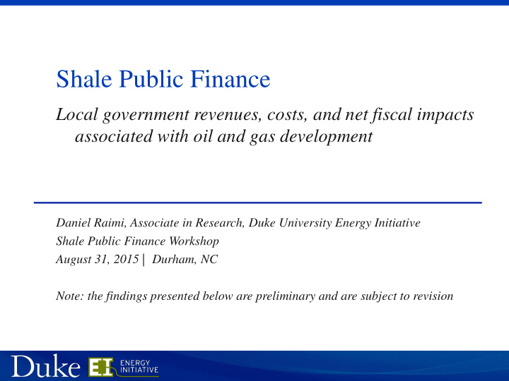 shale public finance