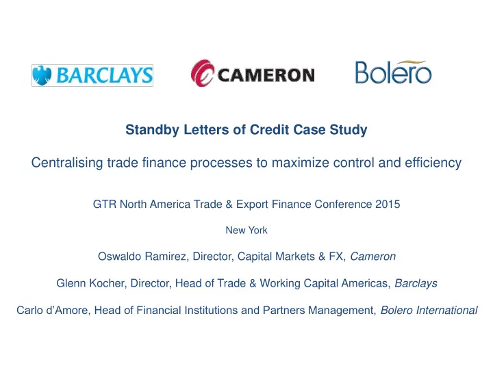 standby letters of credit case study centralising trade
