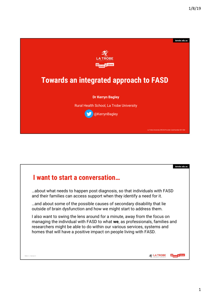 towards an integrated approach to fasd