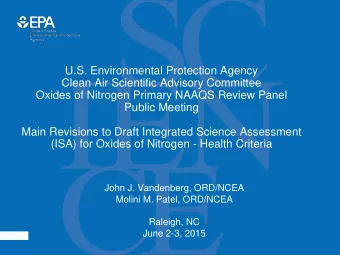 U.S. Environmental Protection Agency  Clean Air Scientific Advisory Committee  Oxides of Nitrogen