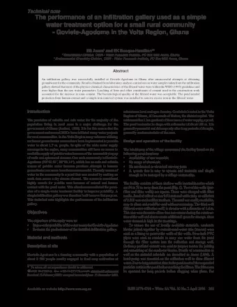 The performance of an infiltration gallery used as a simple  water treatment option for a small