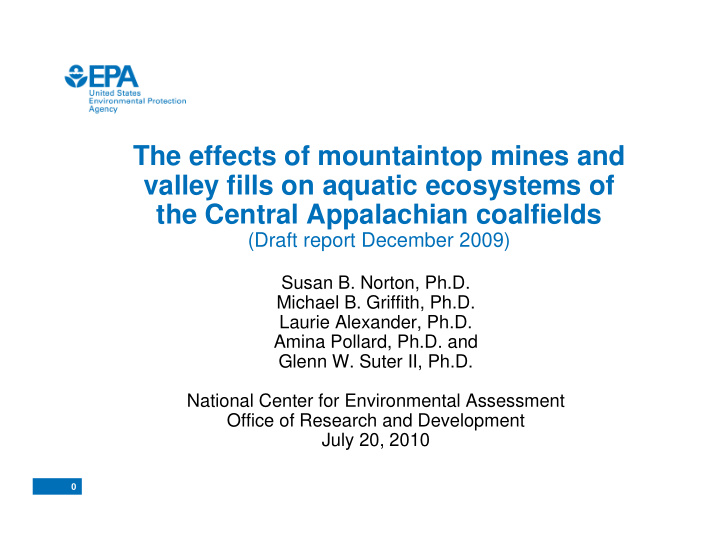 the effects of mountaintop mines and valley fills on
