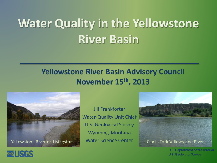 water quality in the yellowstone river basin