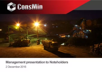 Management presentation to Noteholders  2 December 2016  Disclaimer This presentation, together