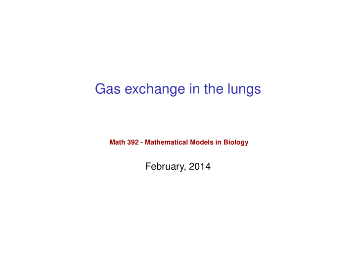 gas exchange in the lungs