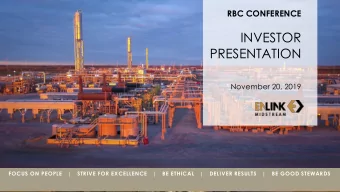 INVESTOR  PRESENTATION  November 20, 2019  FOCUS ON PEOPLE   |   STRIVE FOR EXCELLENCE   |   BE