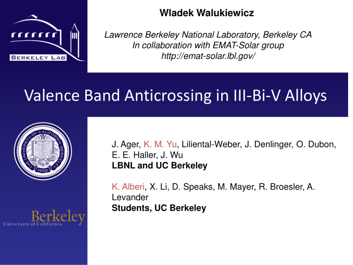 valence band anticrossing in iii bi v alloys