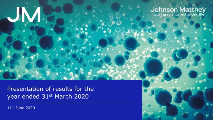 presentation of results for the year ended 31 st march
