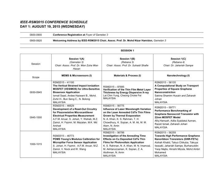 ieee rsm2015 conference schedule day 1 august 19 2015