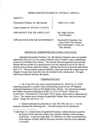 Appeal of  --  )  )  Presentation Products, Inc. dba Spinitar  )  ASBCA No. 61066  )  Under