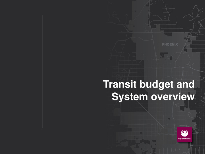 transit budget and system overview