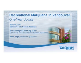 Presentation Title  One-Year Update Subtitle (optional)  March 2, 2015  Vancouver City Council