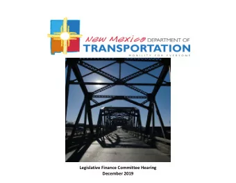 Legislative Finance Committee Hearing  December 2019  Revenue and Budget  July 2019 Road Fund