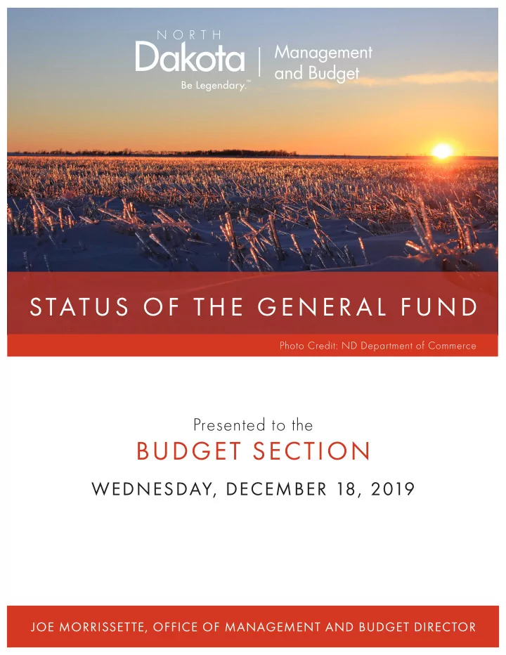 status of t h e gen er a l fund
