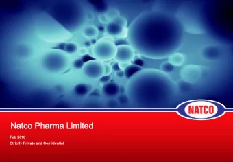 Natco  co Ph  Pharma Limited  ted  Feb 2016  Strictly Private and Confidential  Importan  ortant