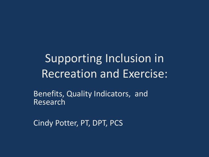 recreation and exercise