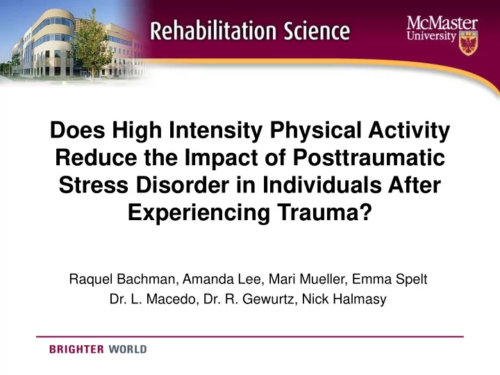 does high intensity physical activity reduce the impact