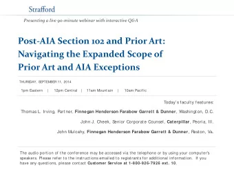 Post-AIA Section 102 and Prior Art:  Navigating the Expanded Scope of Prior Art and AIA Exceptions