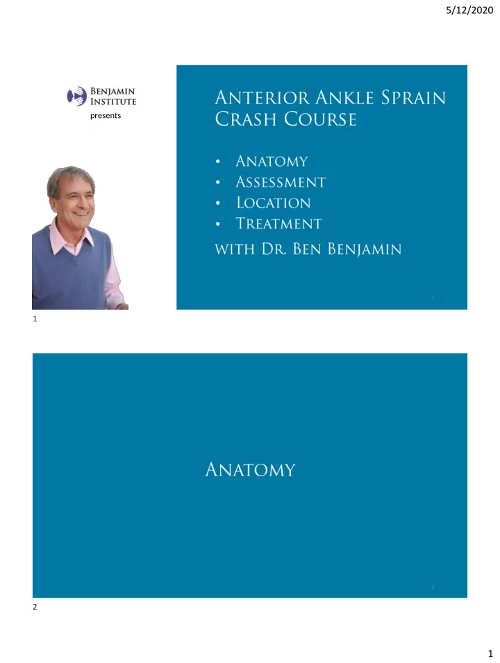 1 1 2 2 1 5 12 2020 the primary ankle ligaments 3 3 the