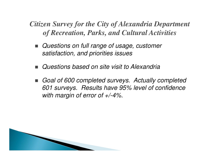 citizen survey for the city of alexandria department of